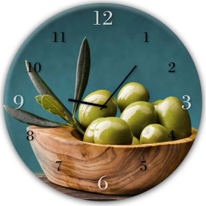 Nástěnné hodiny Styler Glassclock Olives, ⌀ 30 cm