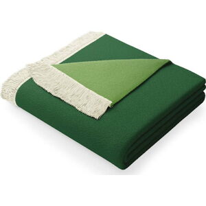 Zelená deka s příměsí bavlny AmeliaHome Franse, 150 x 200 cm