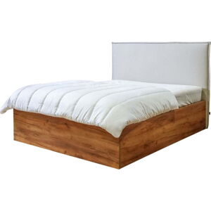 Béžovo-přírodní dvoulůžková postel s úložným prostorem s roštem 140x190 cm Cara – Bobochic Paris