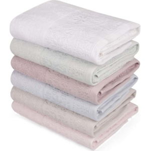 Sada šesti ručníků v pastelových barvách Pastela, 90 x 50 cm