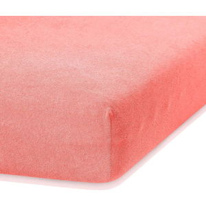 Korálově růžové elastické prostěradlo s vysokým podílem bavlny AmeliaHome Ruby, 140/160 x 200 cm
