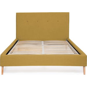 Kukuřičně žlutá postel Vivonita Kent Linen, 200 x 160 cm