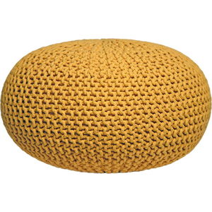 Žlutý pletený puf LABEL51 Knitted XL, ⌀ 70 cm