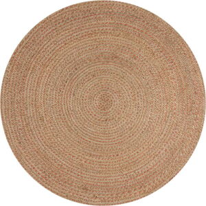 Jutový kulatý koberec v lososovo-přírodní barvě 133x133 cm Capri – Flair Rugs