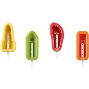 Sada 4 barevných silikonových forem na zmrzlinu v různých tvarech Lékué Iconic