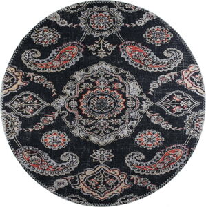 Černý pratelný kulatý koberec ø 100 cm – Vitaus