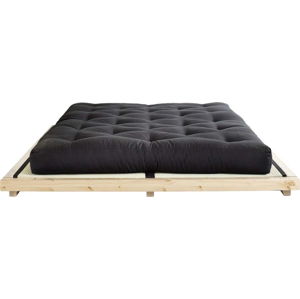 Dvoulůžková postel z borovicového dřeva s matrací a tatami Karup Design Dock Double Latex Natural Clear/Black, 140 x 200 cm