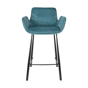 Sametové barové židle v petrolejové barvě v sadě 2 ks 91,5 cm Brit – Zuiver
