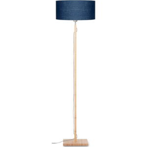 Stojací lampa s modrým stínidlem a konstrukcí z bambusu Good&Mojo Fuji