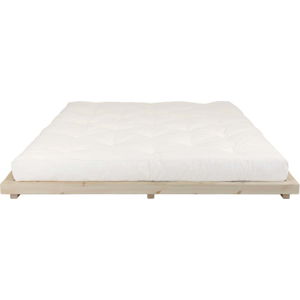 Dvoulůžková postel z borovicového dřeva s matrací Karup Design Dock Comfort Mat Natural Clear/Natural, 160 x 200 cm