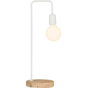 Bílá stolní lampa s dřevěným podstavcem Homemania Decor Valetta