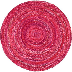 Růžový bavlněný kruhový koberec Eco Rugs, Ø 150 cm