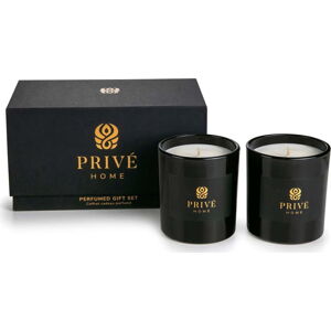 Sada 2 černých vonných svíček Privé Home Mûre-Musc/Rose Pivoine
