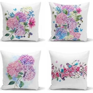 Sada 4 dekorativních povlaků na polštáře Minimalist Cushion Covers Purple Pink, 45 x 45 cm