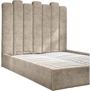 Béžová čalouněná dvoulůžková postel s úložným prostorem s roštem 140x200 cm Dreamy Aurora – Miuform