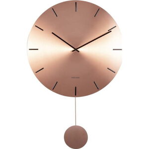 Nástěnné kyvadlové hodiny v měděné barvě Karlsson Impressive, ø 20 cm