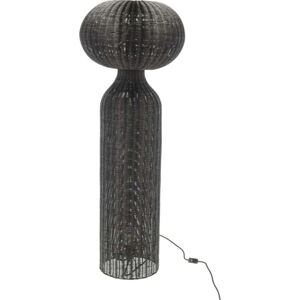 Černá stojací lampa s ratanovým stínidlem (výška 130 cm) Werna – Villa Collection