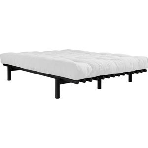 Dvoulůžková postel z borovicového dřeva s matrací Karup Design Pace Comfort Mat Black/Natural, 140 x 200 cm