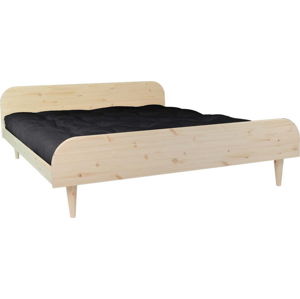 Dvoulůžková postel z borovicového dřeva s matrací Karup Design Twist Double Latex Natural Clear/Black, 180 x 200 cm