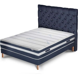 Tmavě modrá postel s matrací Stella Cadente Maison Venus Forme, 160 x 200  cm
