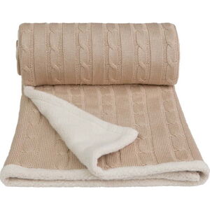 Béžová pletená dětská deka s podílem bavlny T-TOMI Winter, 80 x 100 cm
