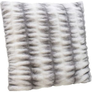 Bílo-šedý polštář InArt Furry, 60 x 60 cm
