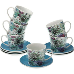 Sada 6 porcelánových hrnečků na čaj s podšálkem VERSA Floral