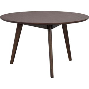 Tmavě hnědý konferenční stolek v dekoru dubu ø 90 cm Yumi – Rowico