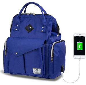 Modrý batoh pro maminky s USB portem My Valice HAPPY MOM Baby Care Backpack