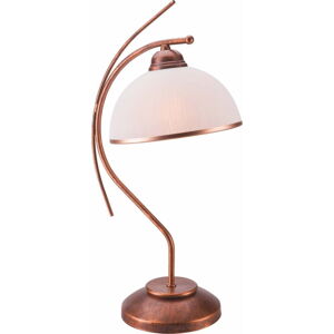 Tmavě hnědá stolní lampa se skleněným stínidlem, výška 49 cm Patrycja – LAMKUR