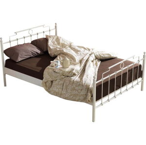 Bílá kovová dvoulůžková postel s roštem 160x200 cm Hatkus – Kalune Design