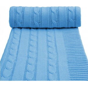 Modrá pletená dětská deka s podílem bavlny T-TOMI Spring, 80 x 100 cm