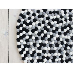 Černo-bílý kuličkový vlněný koberec Wooldot Ball Rugs, ⌀ 140 cm
