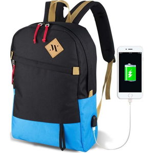 Černo-tyrkysový batoh s USB portem My Valice FREEDOM Smart Bag