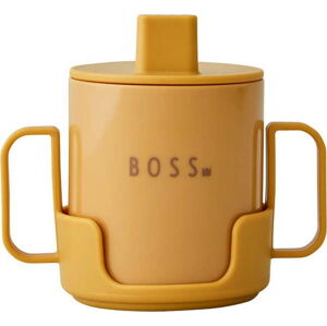 Hořčicově žlutý dětský hrnek Design Letters Mini Boss